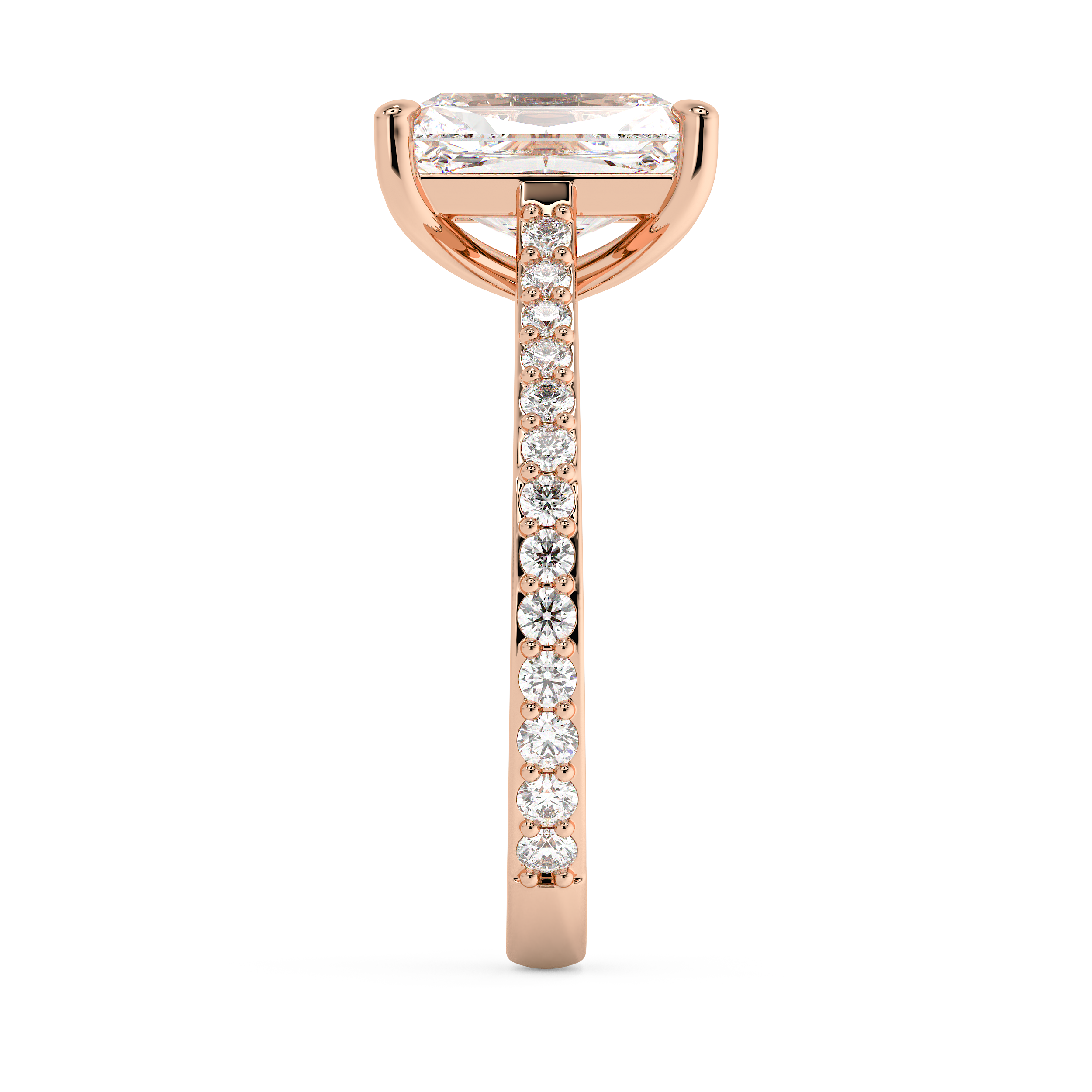 Radiant Pave Cathedral Lab Grown Diamond Engagement Ring