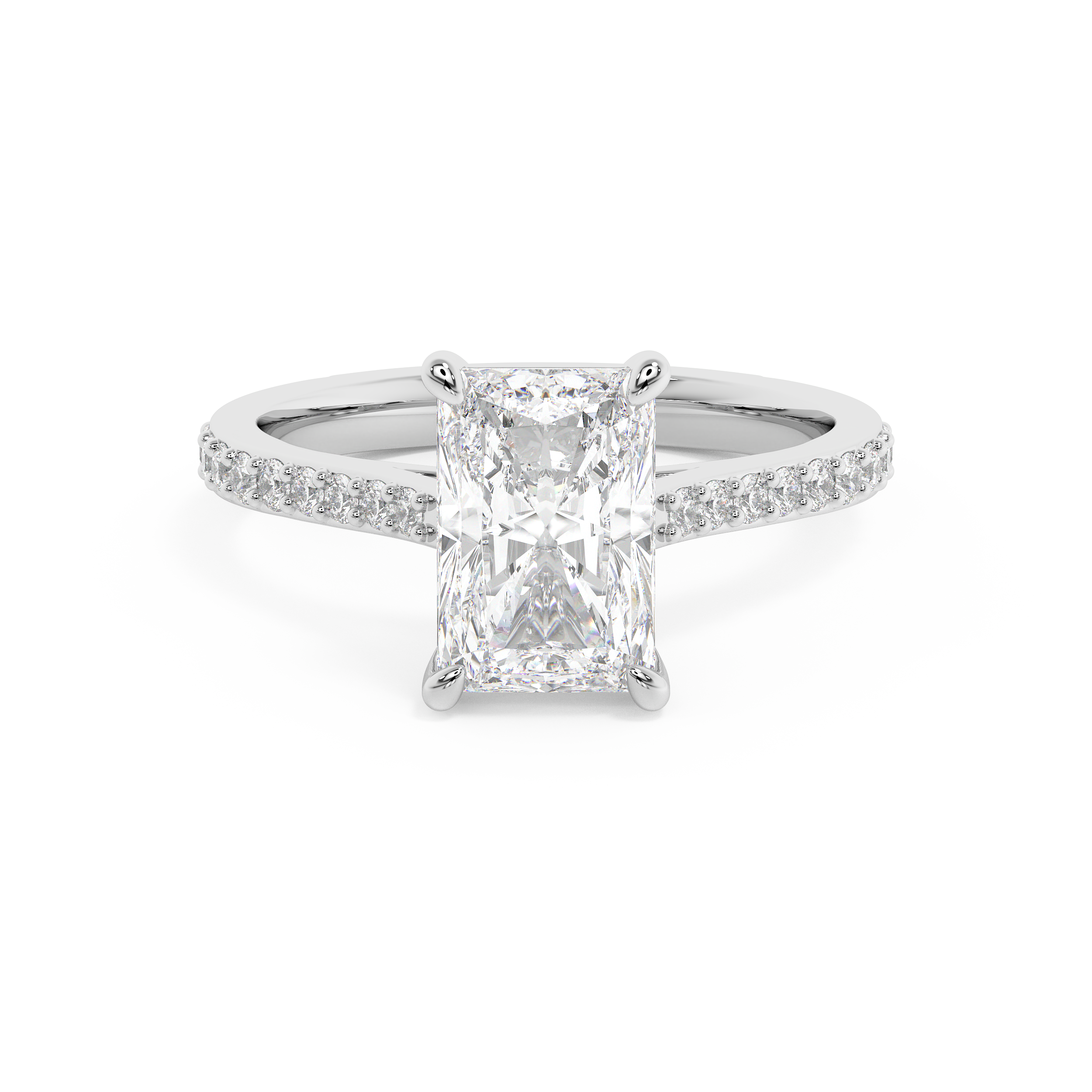 Radiant Pave Cathedral Lab Grown Diamond Engagement Ring