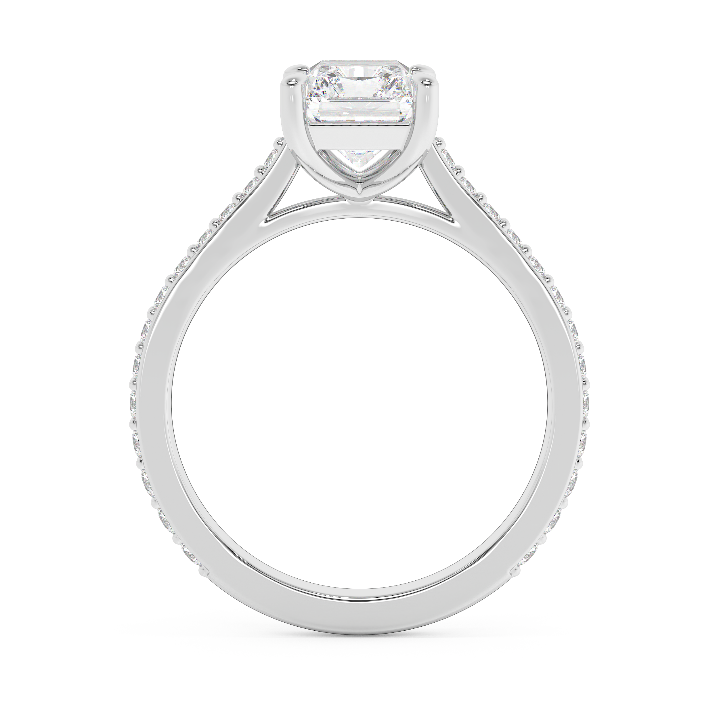 Radiant Pave Cathedral Lab Grown Diamond Engagement Ring