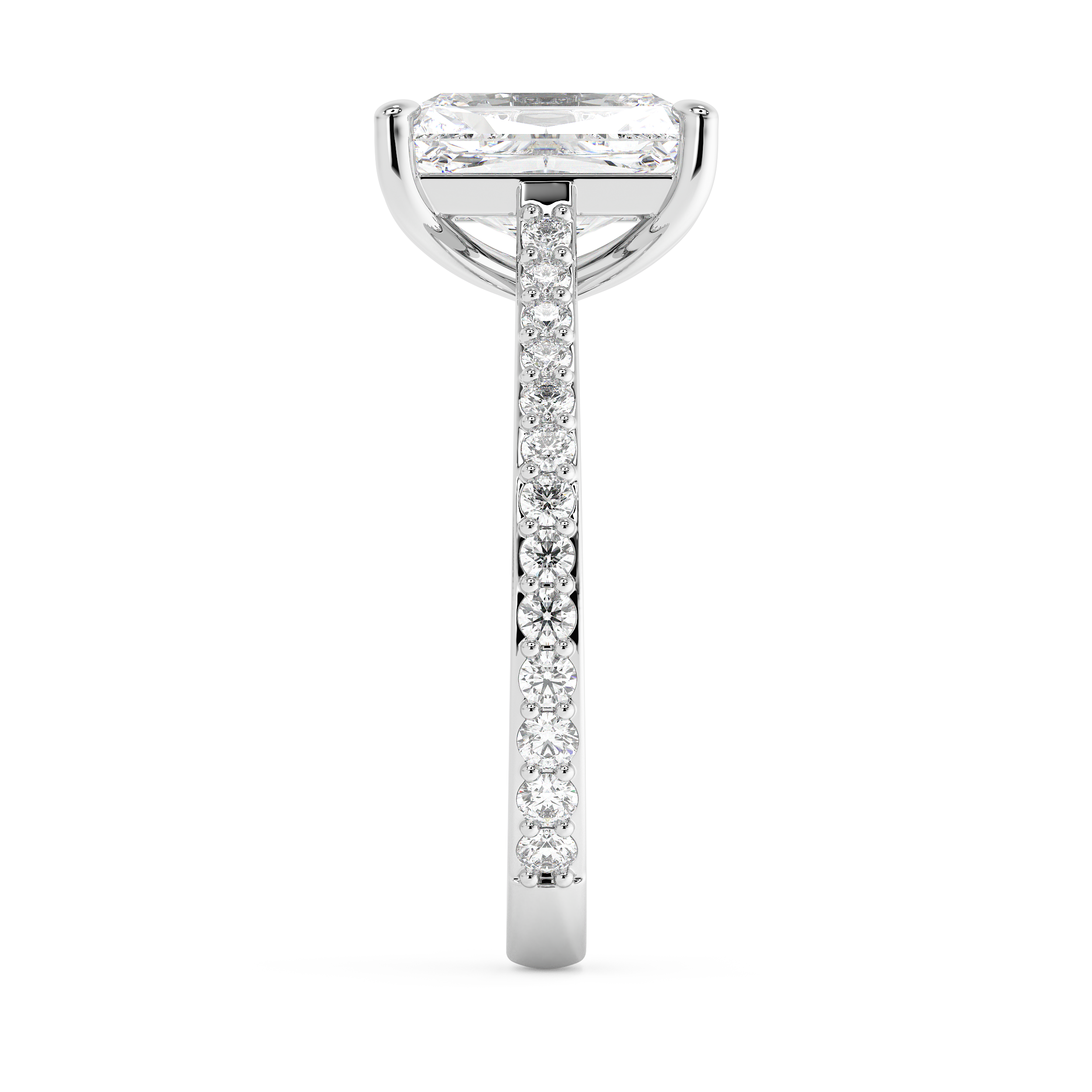 Radiant Pave Cathedral Lab Grown Diamond Engagement Ring