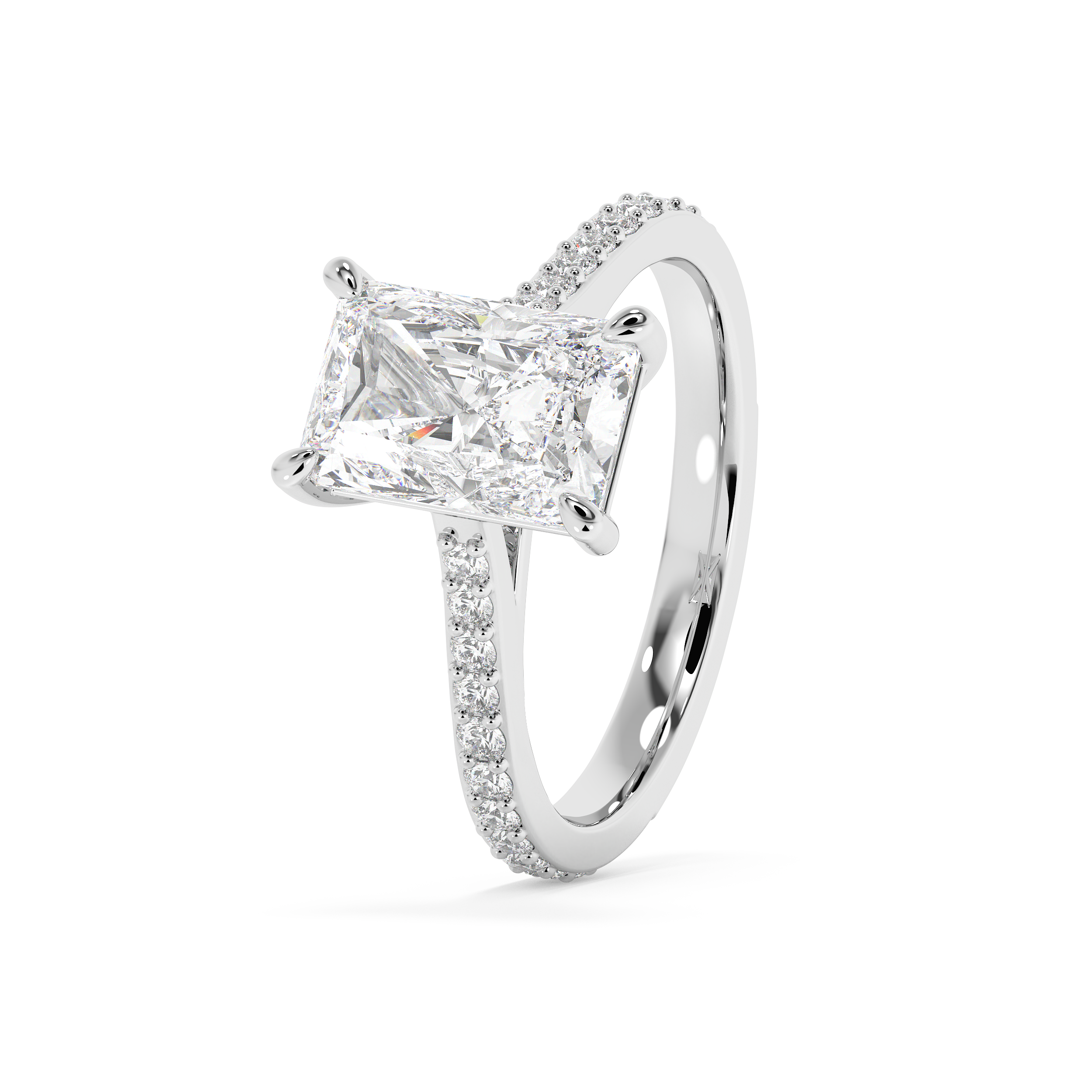 Radiant Pave Cathedral Lab Grown Diamond Engagement Ring