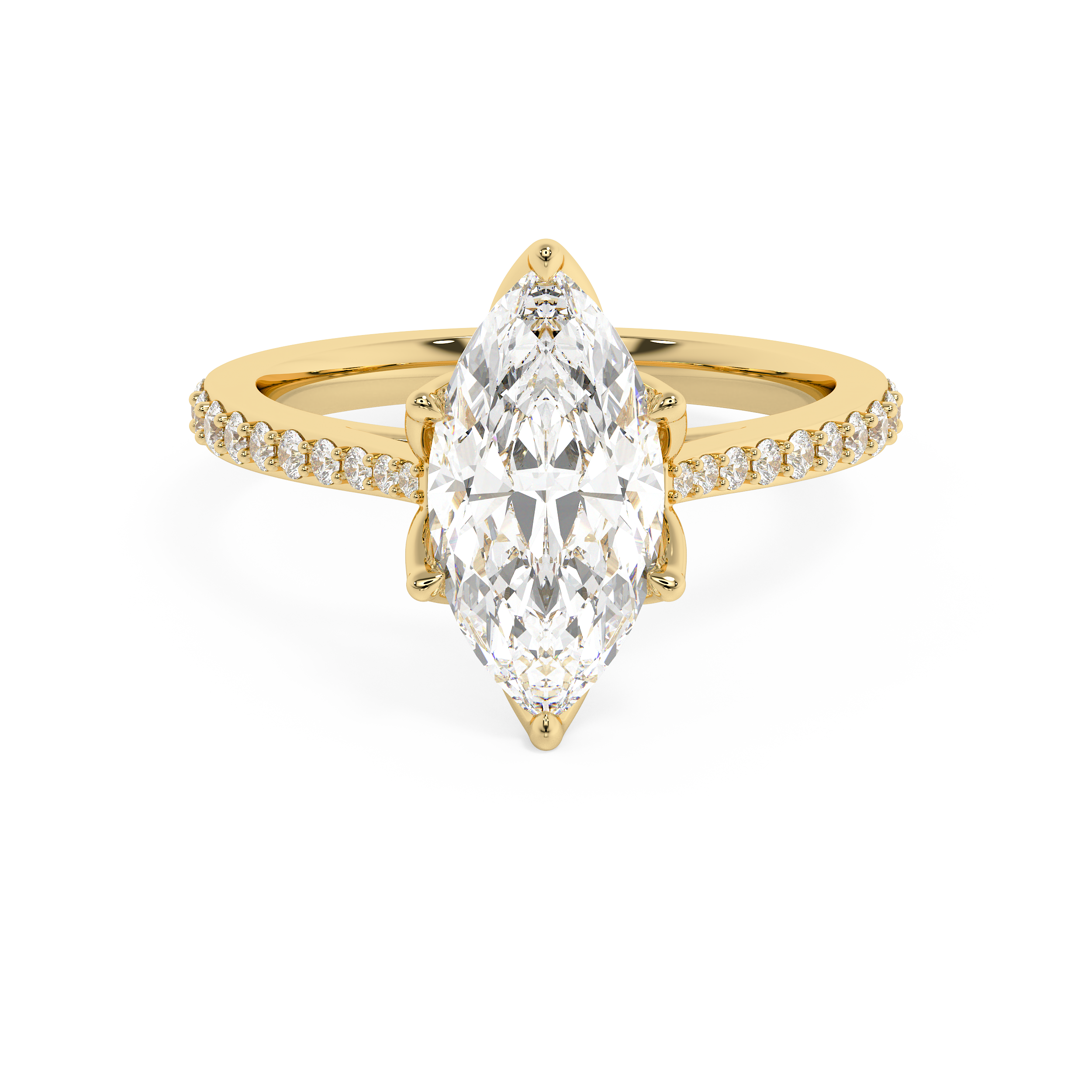 Marquise Pave Cathedral Lab Grown Diamond Engagement Ring