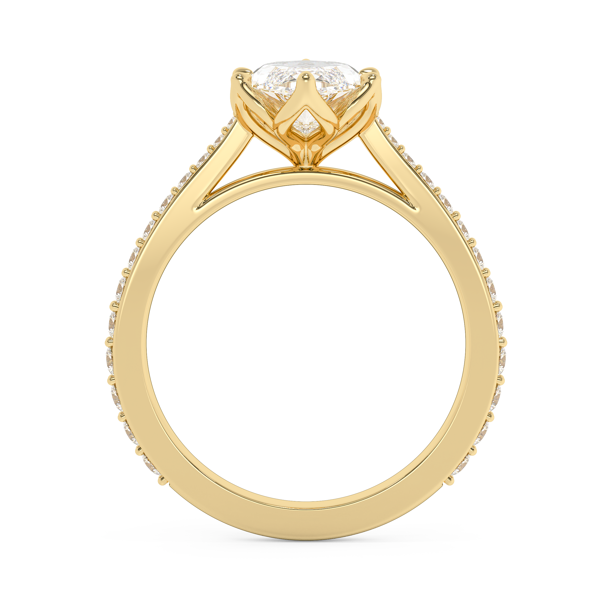 Marquise Pave Cathedral Lab Grown Diamond Engagement Ring