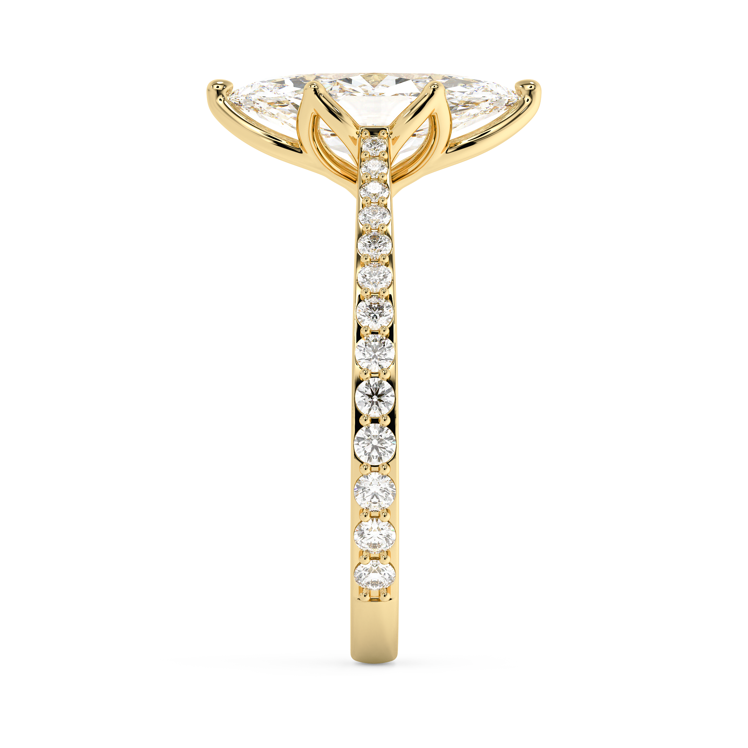Marquise Pave Cathedral Lab Grown Diamond Engagement Ring