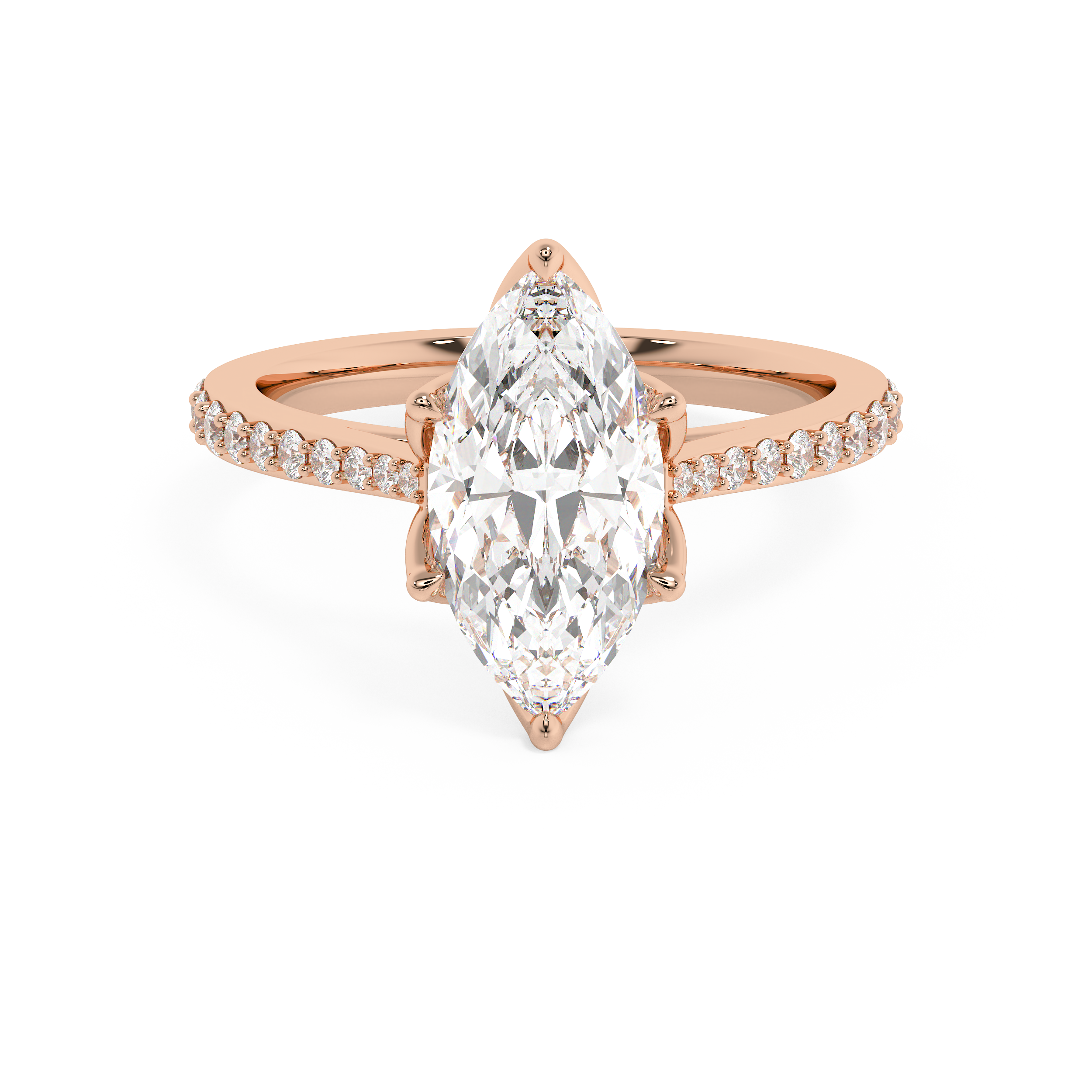 Marquise Pave Cathedral Lab Grown Diamond Engagement Ring