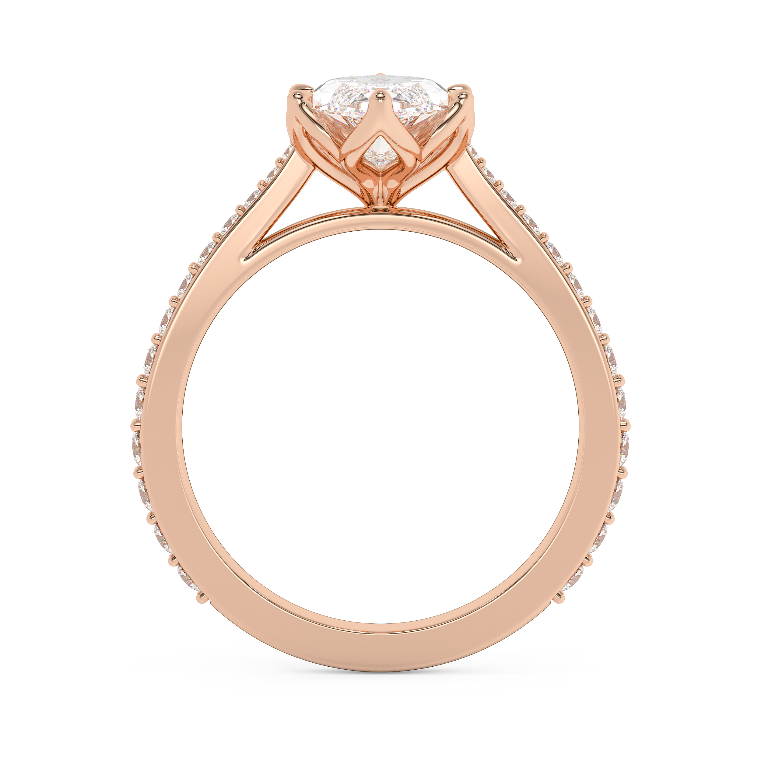 Marquise Pave Cathedral Lab Grown Diamond Engagement Ring