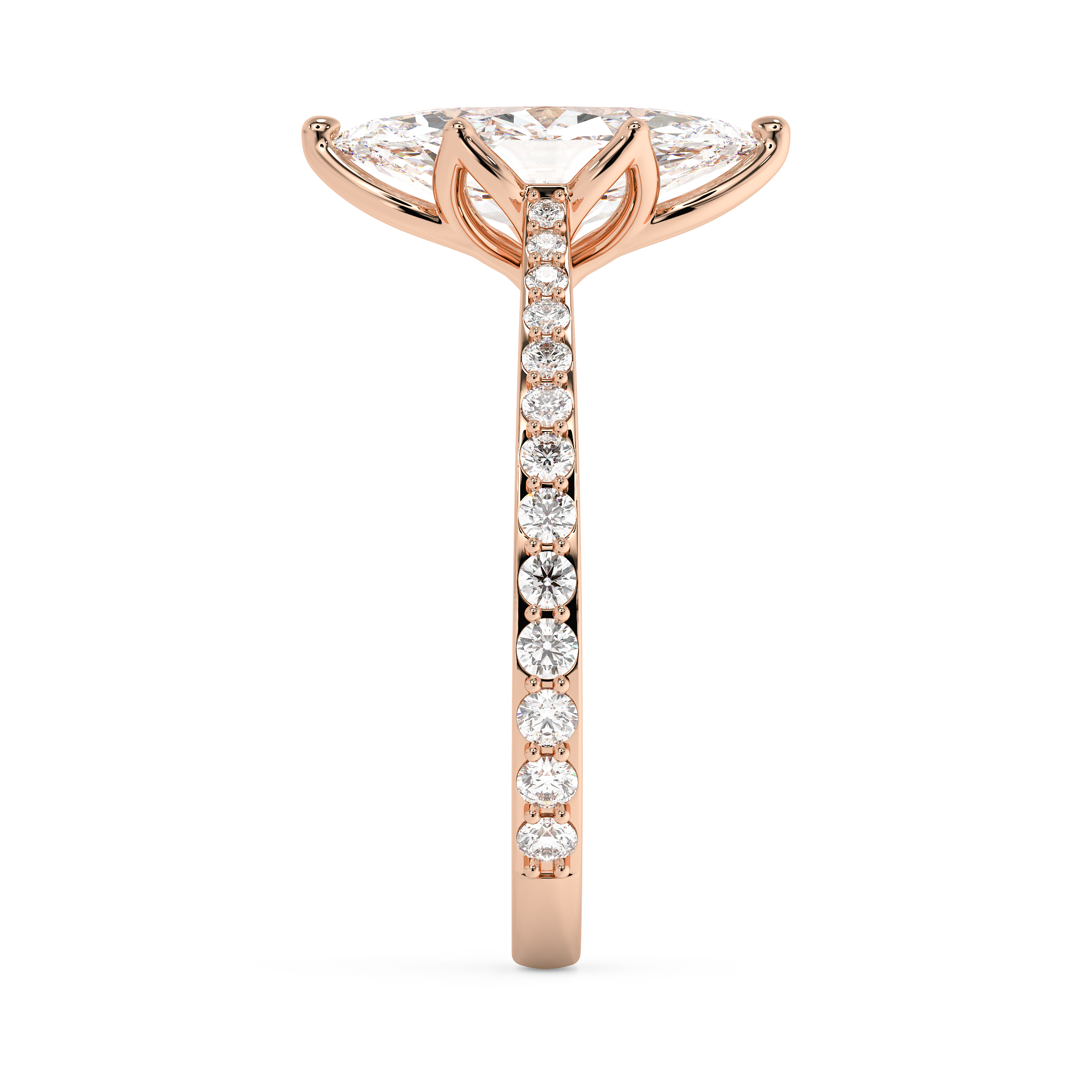 Marquise Pave Cathedral Lab Grown Diamond Engagement Ring