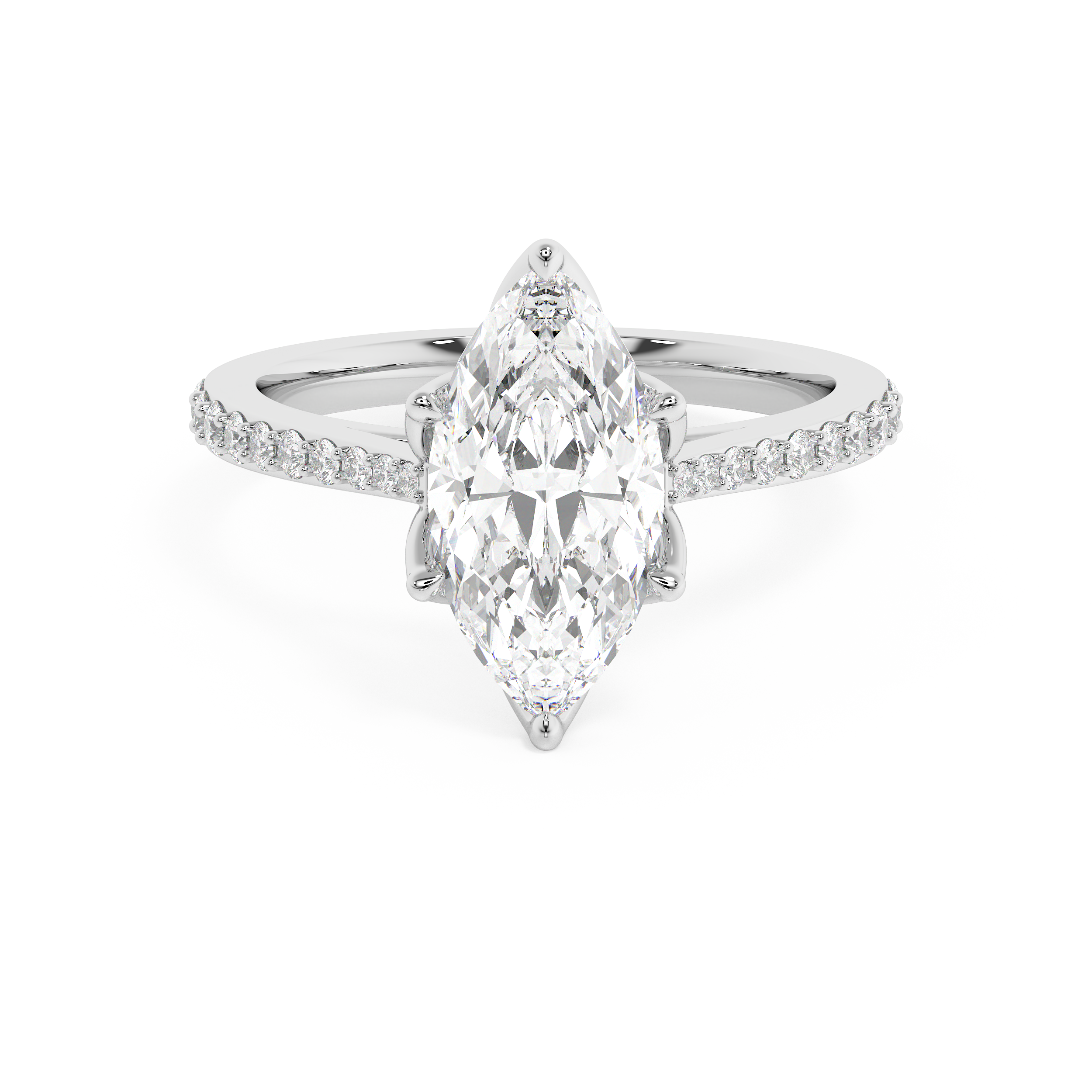 Marquise Pave Cathedral Lab Grown Diamond Engagement Ring
