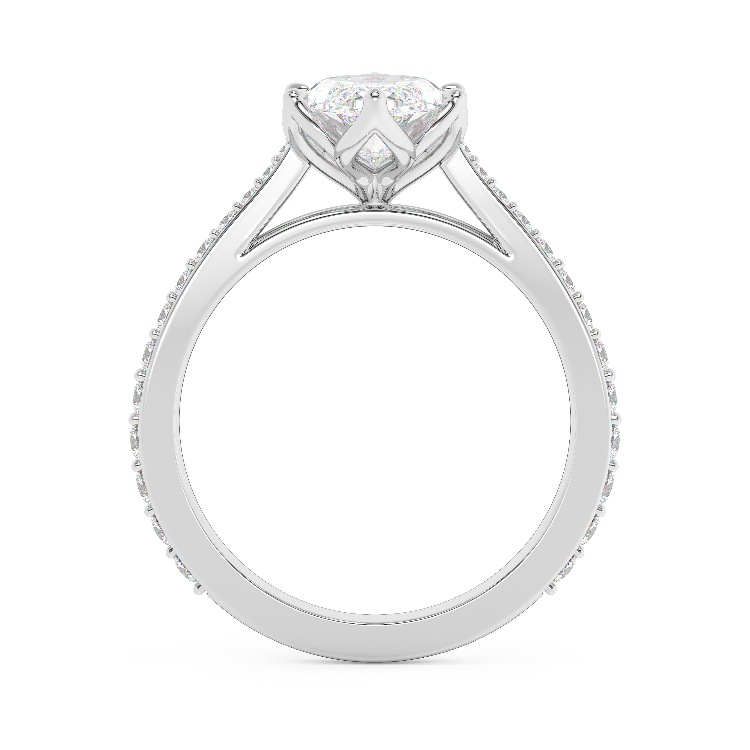 Marquise Pave Cathedral Lab Grown Diamond Engagement Ring