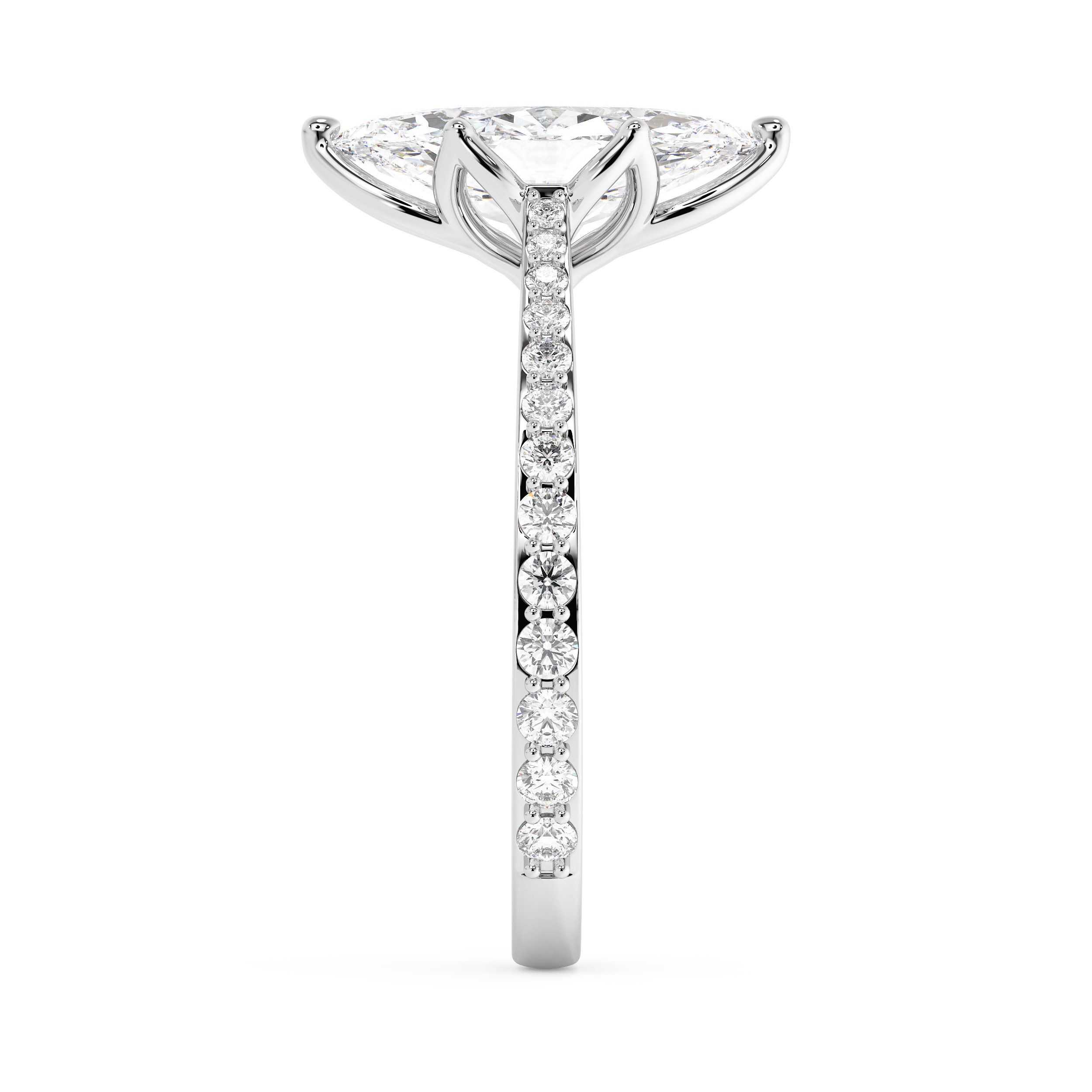 Marquise Pave Cathedral Lab Grown Diamond Engagement Ring