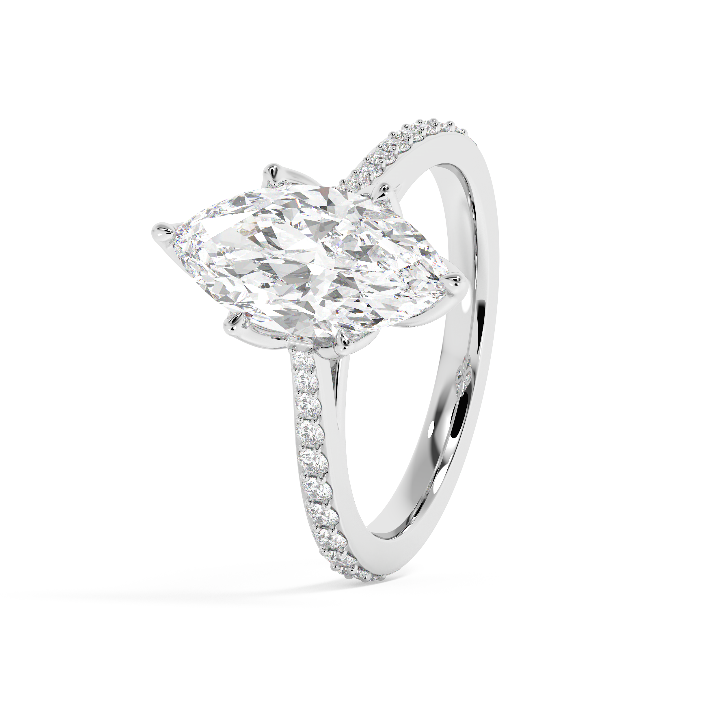 Marquise Pave Cathedral Lab Grown Diamond Engagement Ring