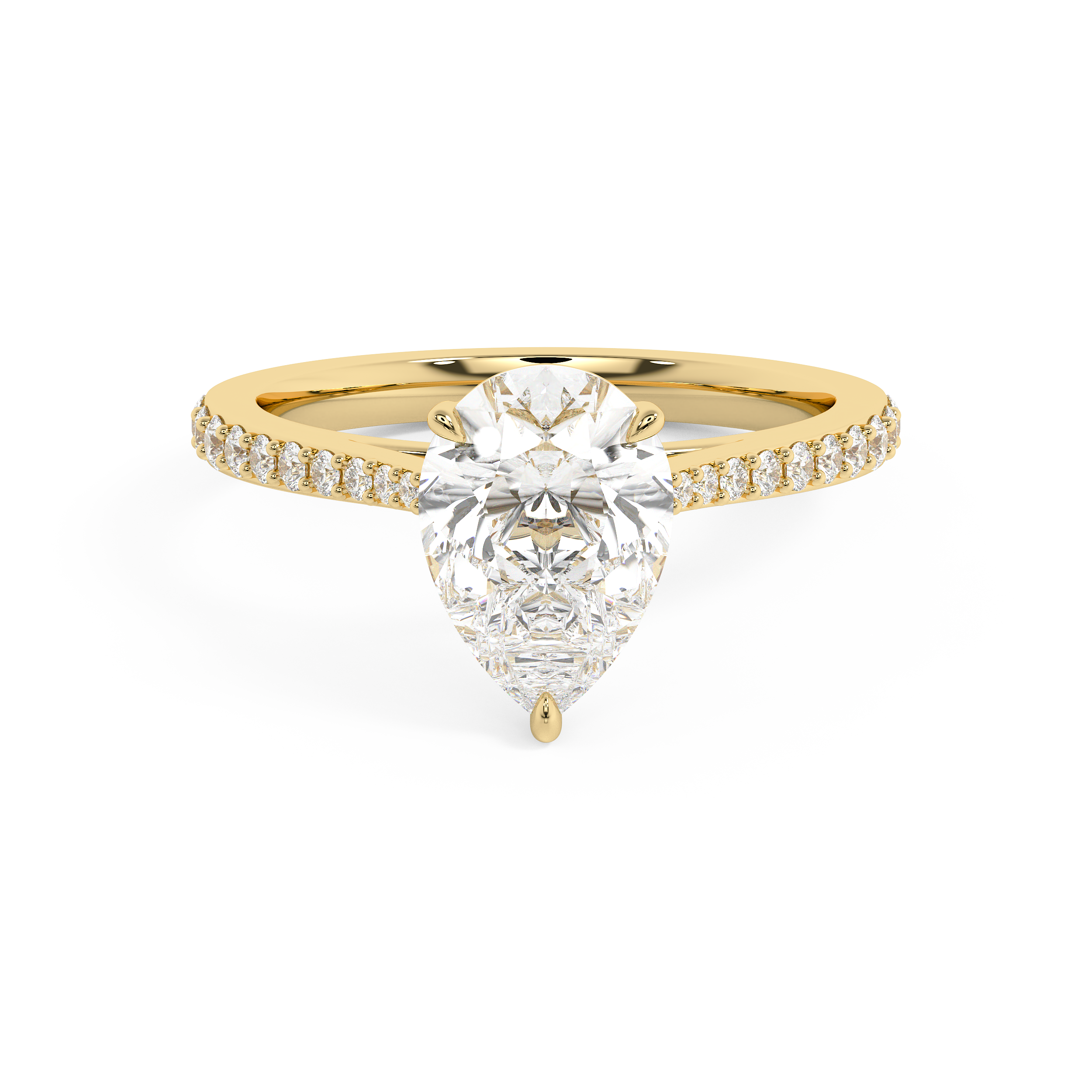 Pear Pave Cathedral Lab Grown Diamond Engagement Ring