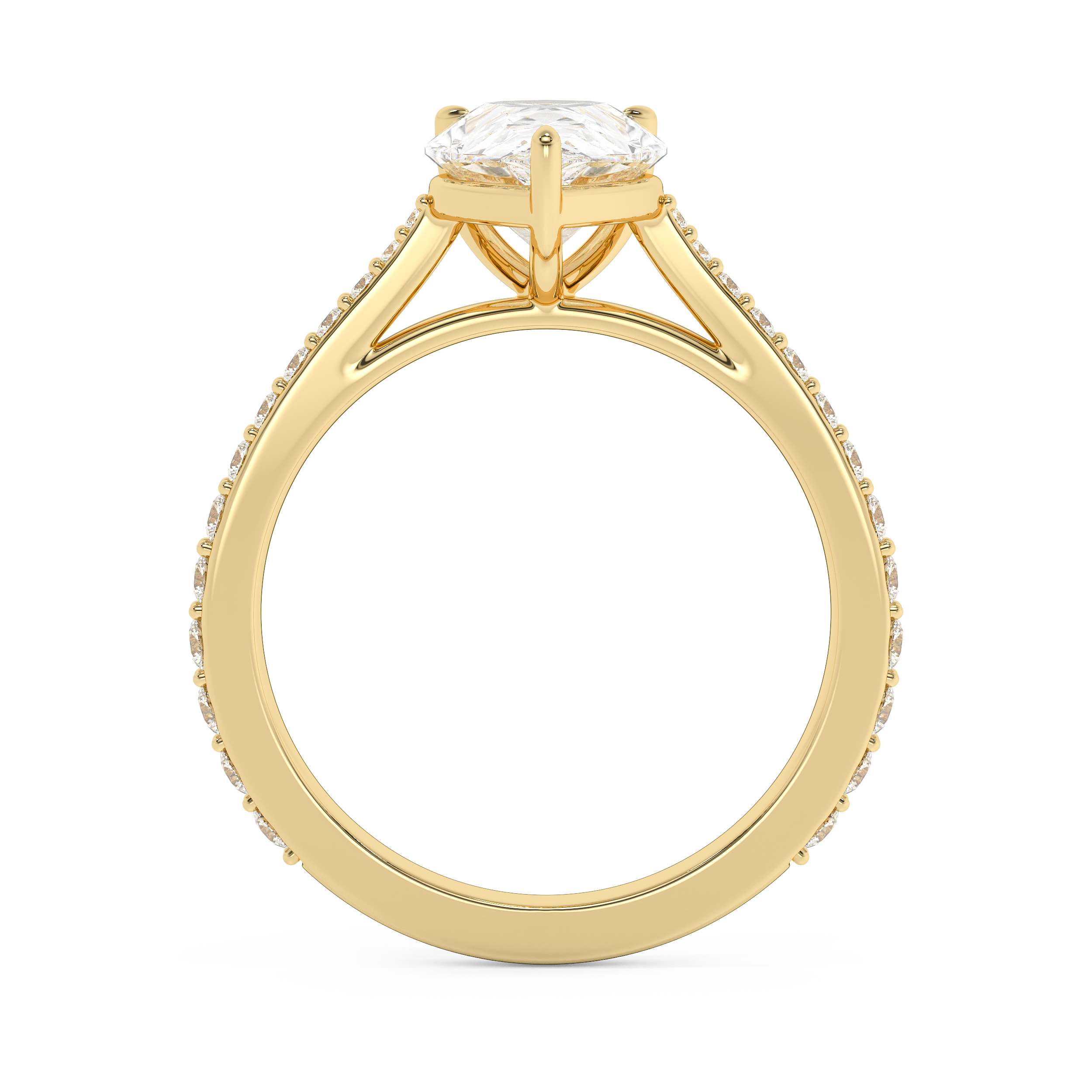 Pear Pave Cathedral Lab Grown Diamond Engagement Ring