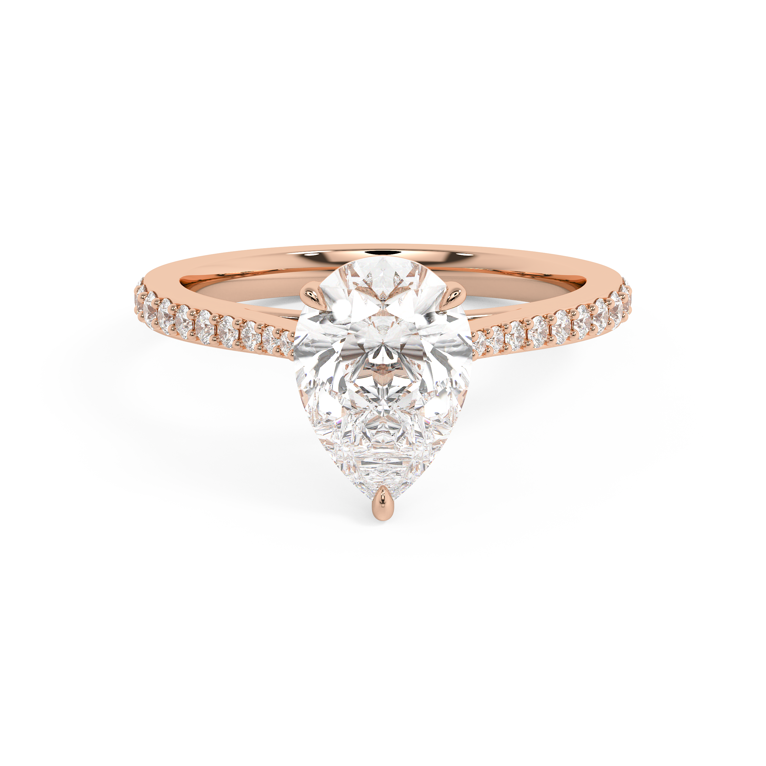 Pear Pave Cathedral Lab Grown Diamond Engagement Ring