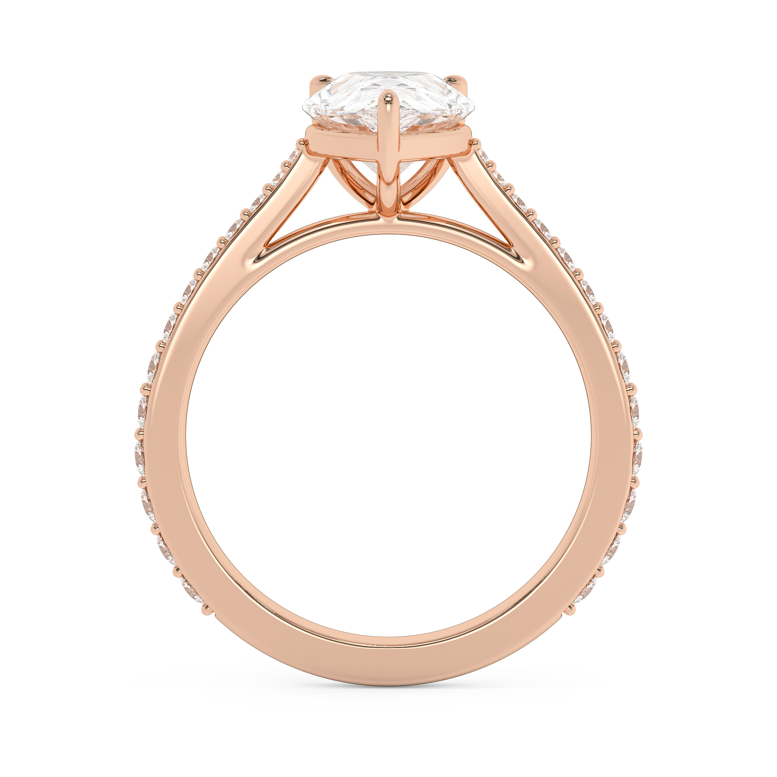 Pear Pave Cathedral Lab Grown Diamond Engagement Ring