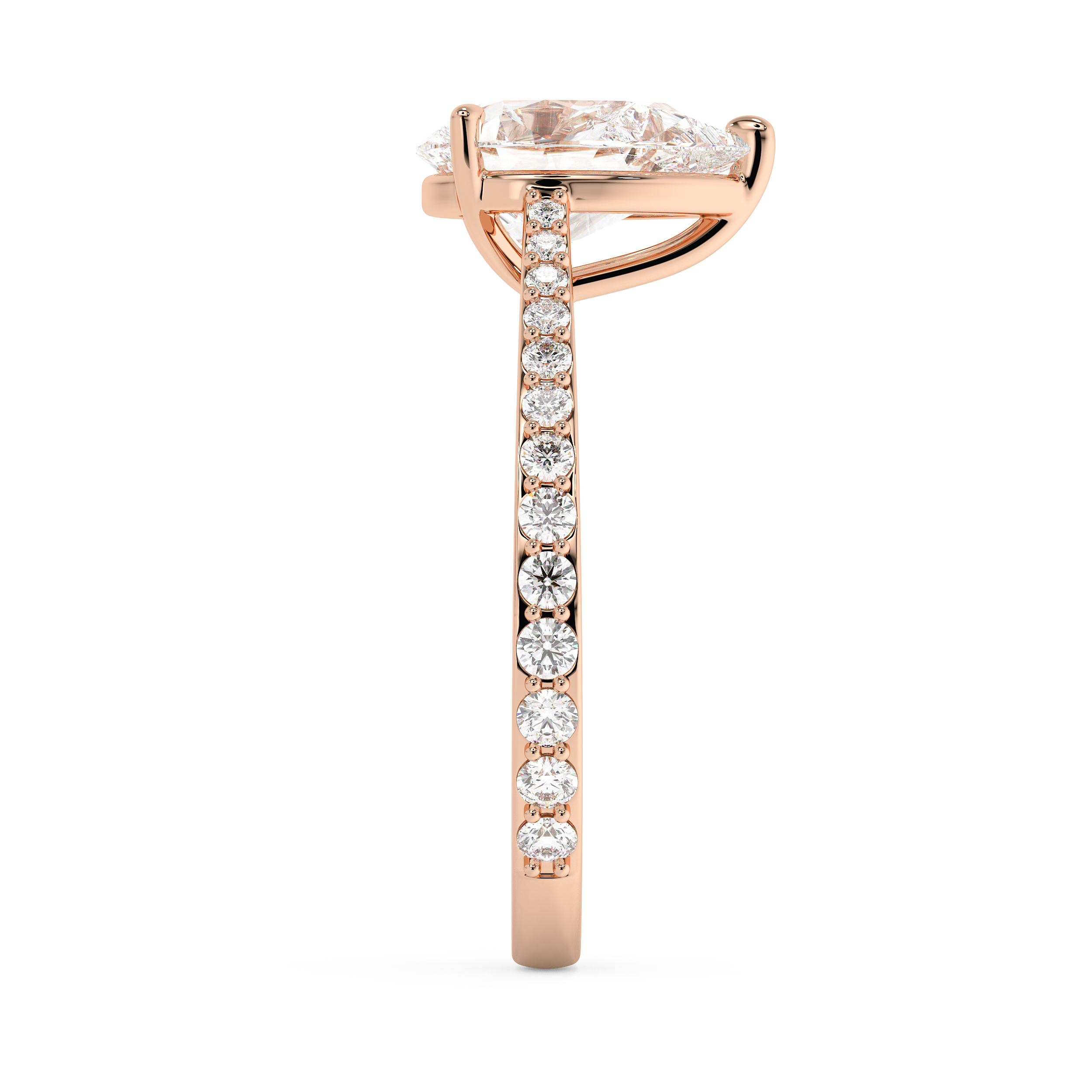 Pear Pave Cathedral Lab Grown Diamond Engagement Ring