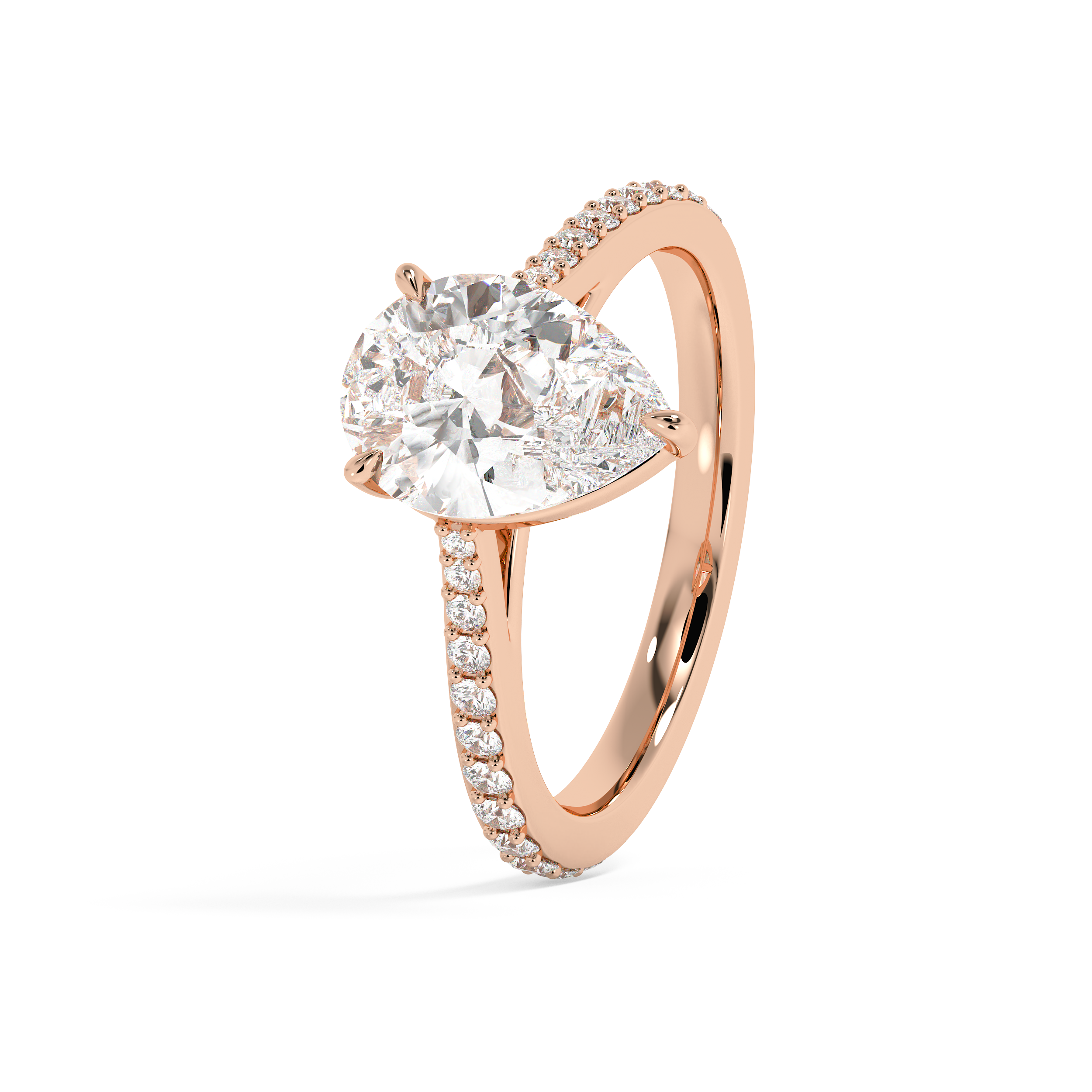 Pear Pave Cathedral Lab Grown Diamond Engagement Ring