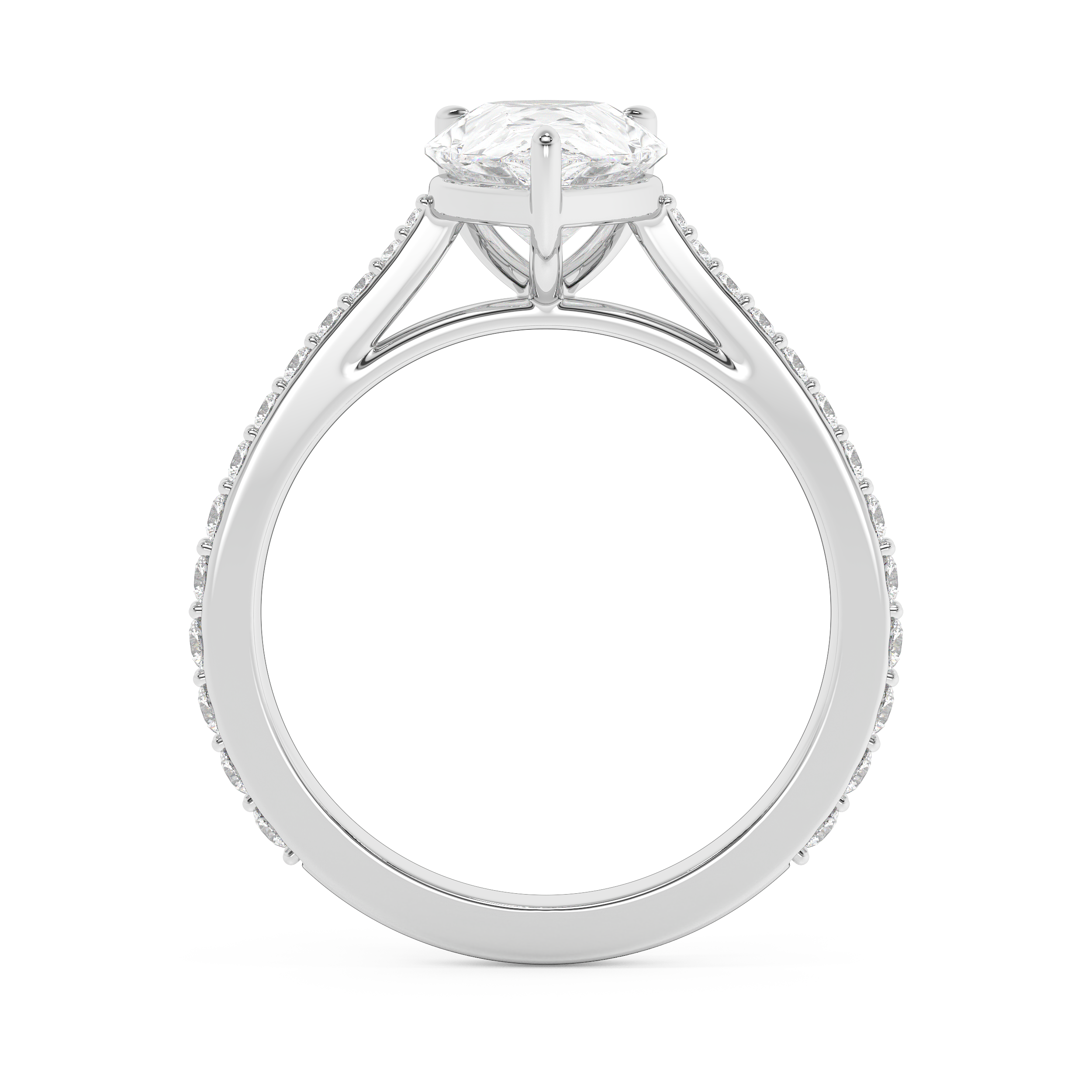 Pear Pave Cathedral Lab Grown Diamond Engagement Ring