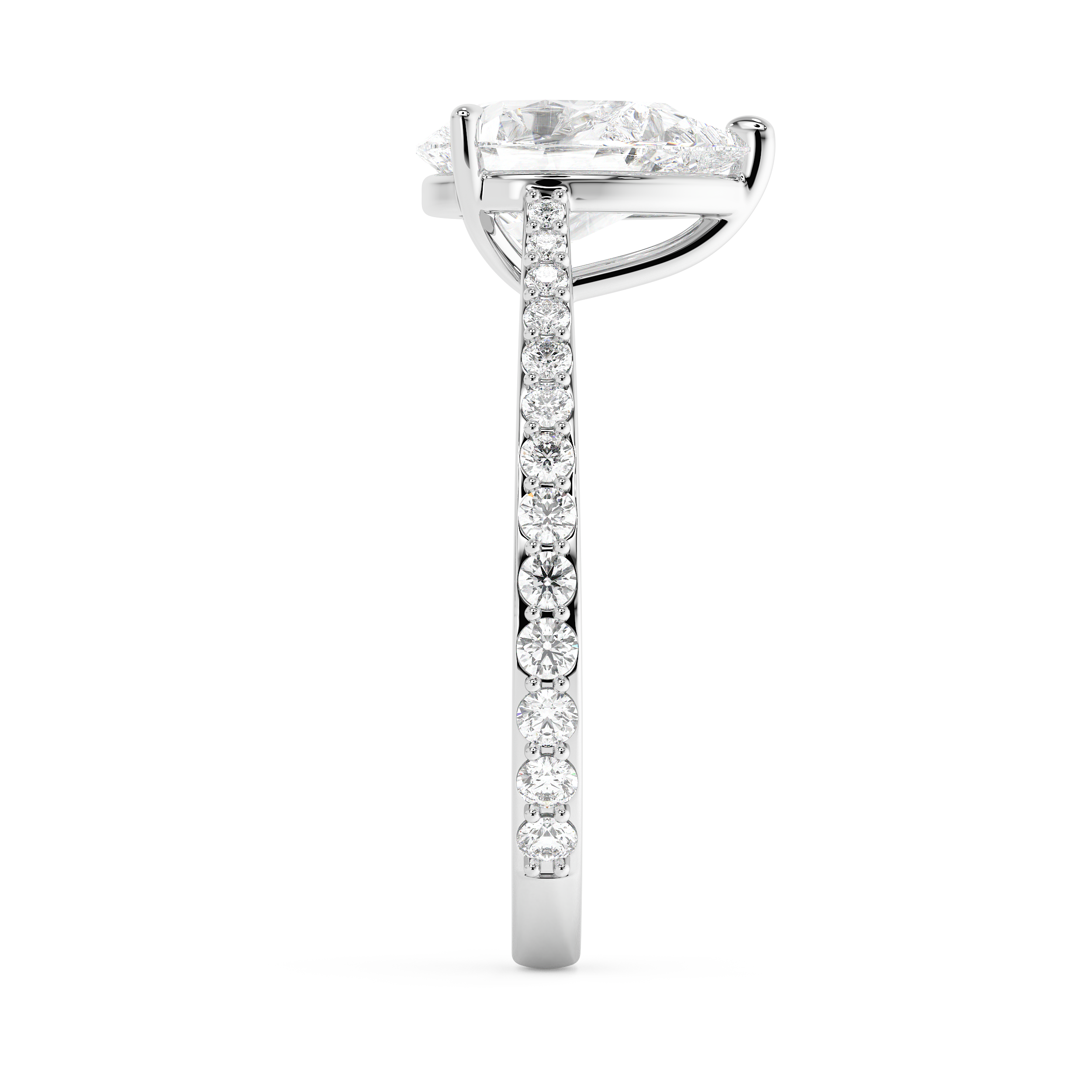 Pear Pave Cathedral Lab Grown Diamond Engagement Ring