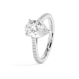 Pear Pave Cathedral Lab Grown Diamond Engagement Ring