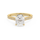 Elongated Cushion Hidden Halo & Pave Cathedral Lab Grown Diamond Engagement Ring