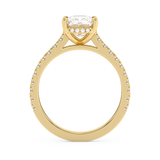 Elongated Cushion Hidden Halo & Pave Cathedral Lab Grown Diamond Engagement Ring