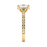 Elongated Cushion Hidden Halo & Pave Cathedral Lab Grown Diamond Engagement Ring