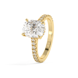 Elongated Cushion Hidden Halo & Pave Cathedral Lab Grown Diamond Engagement Ring