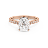 Elongated Cushion Hidden Halo & Pave Cathedral Lab Grown Diamond Engagement Ring
