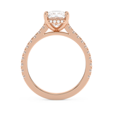Elongated Cushion Hidden Halo & Pave Cathedral Lab Grown Diamond Engagement Ring