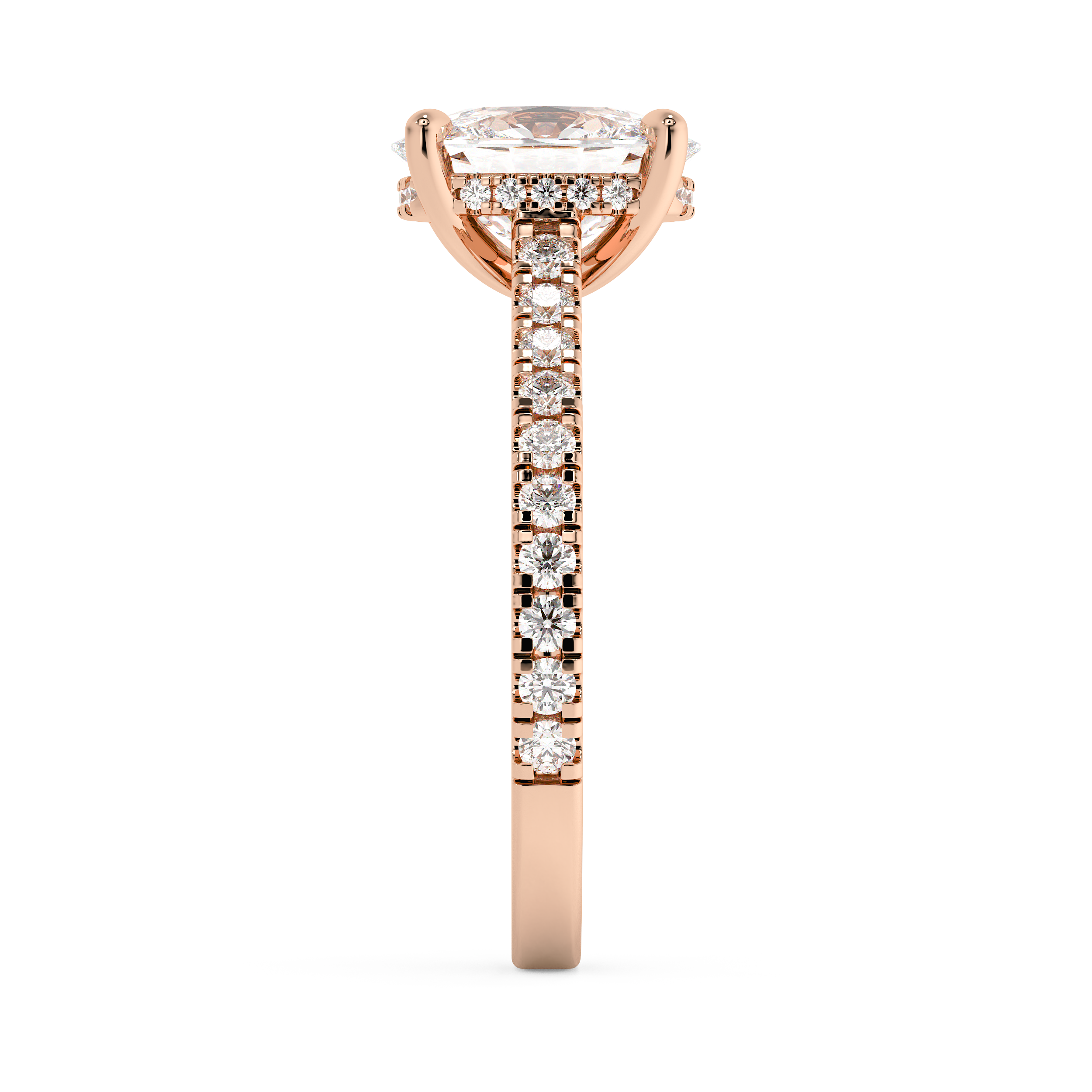 Elongated Cushion Hidden Halo & Pave Cathedral Lab Grown Diamond Engagement Ring