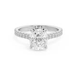 Elongated Cushion Hidden Halo & Pave Cathedral Lab Grown Diamond Engagement Ring