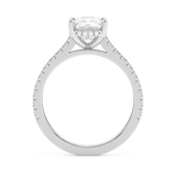 Elongated Cushion Hidden Halo & Pave Cathedral Lab Grown Diamond Engagement Ring