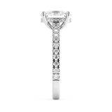 Elongated Cushion Hidden Halo & Pave Cathedral Lab Grown Diamond Engagement Ring