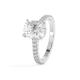 Elongated Cushion Hidden Halo & Pave Cathedral Lab Grown Diamond Engagement Ring