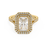 Radiant Double Halo & Pave Split Shank Lab Grown Diamond Engagement Ring