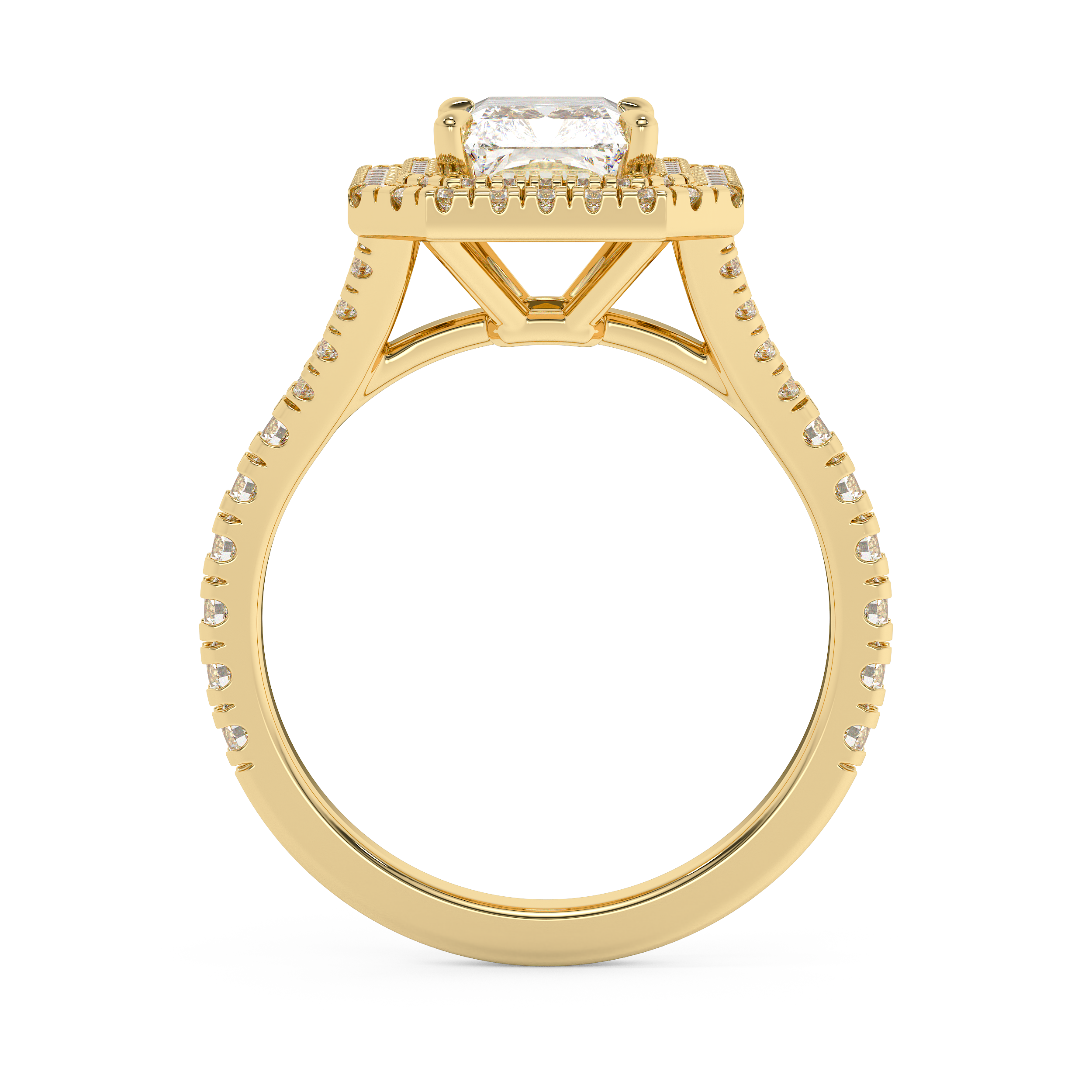 Radiant Double Halo & Pave Split Shank Lab Grown Diamond Engagement Ring