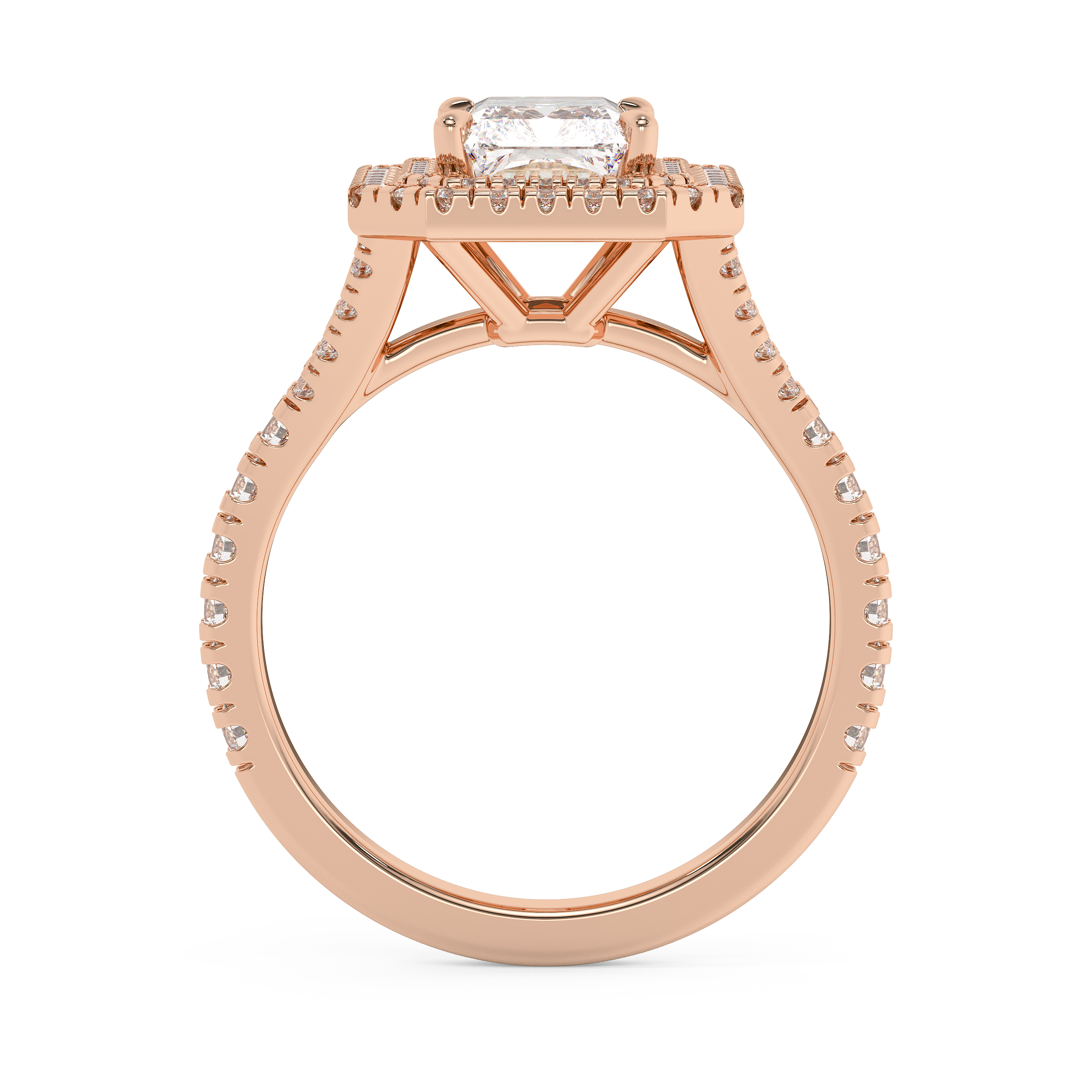 Radiant Double Halo & Pave Split Shank Lab Grown Diamond Engagement Ring
