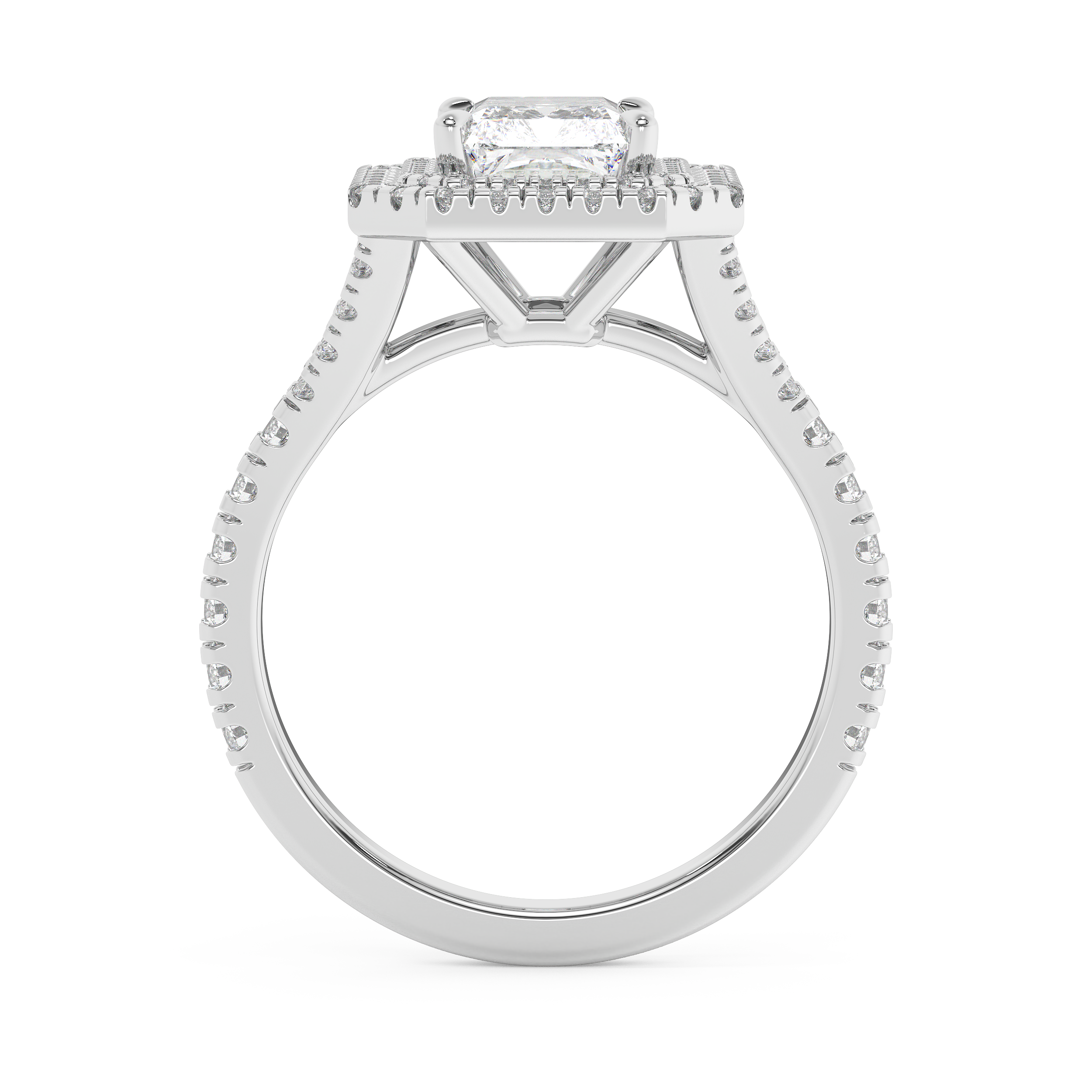 Radiant Double Halo & Pave Split Shank Lab Grown Diamond Engagement Ring