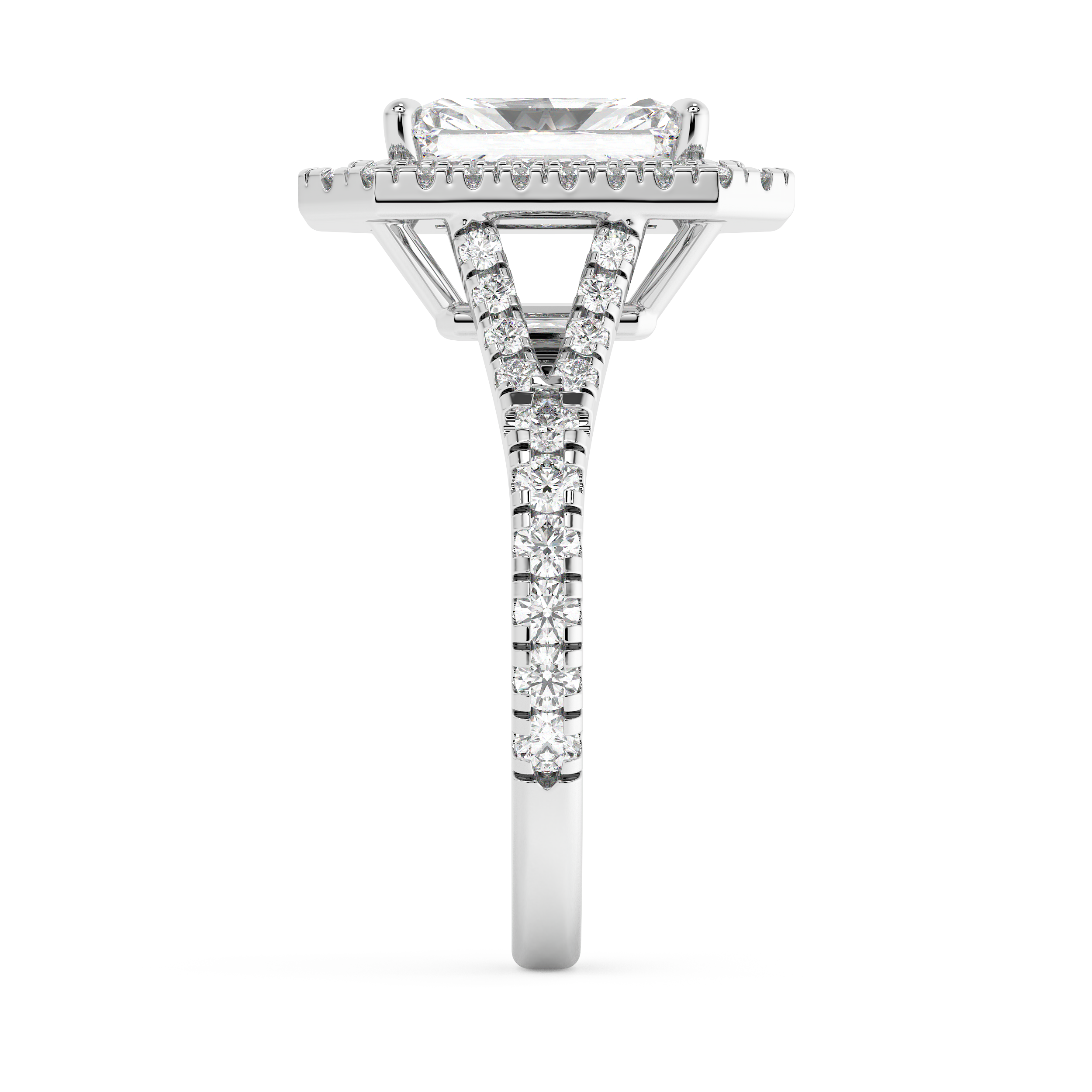 Radiant Double Halo & Pave Split Shank Lab Grown Diamond Engagement Ring
