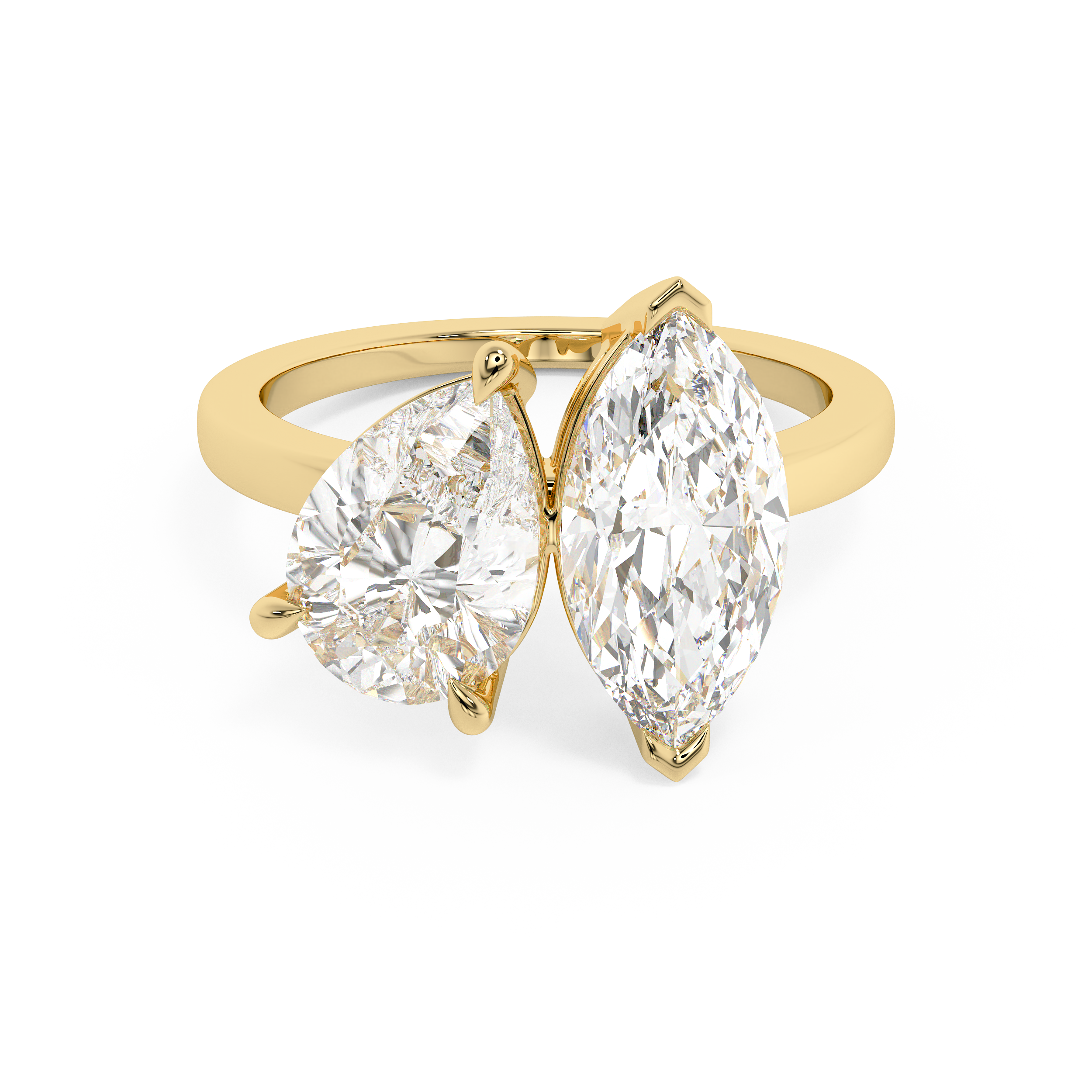 3.5 TCW Pear & Marquise Toi Et Moi Lab Grown Diamond Engagement Ring