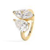 3.5 TCW Pear & Marquise Toi Et Moi Lab Grown Diamond Engagement Ring