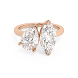 3.5 TCW Pear & Marquise Toi Et Moi Lab Grown Diamond Engagement Ring