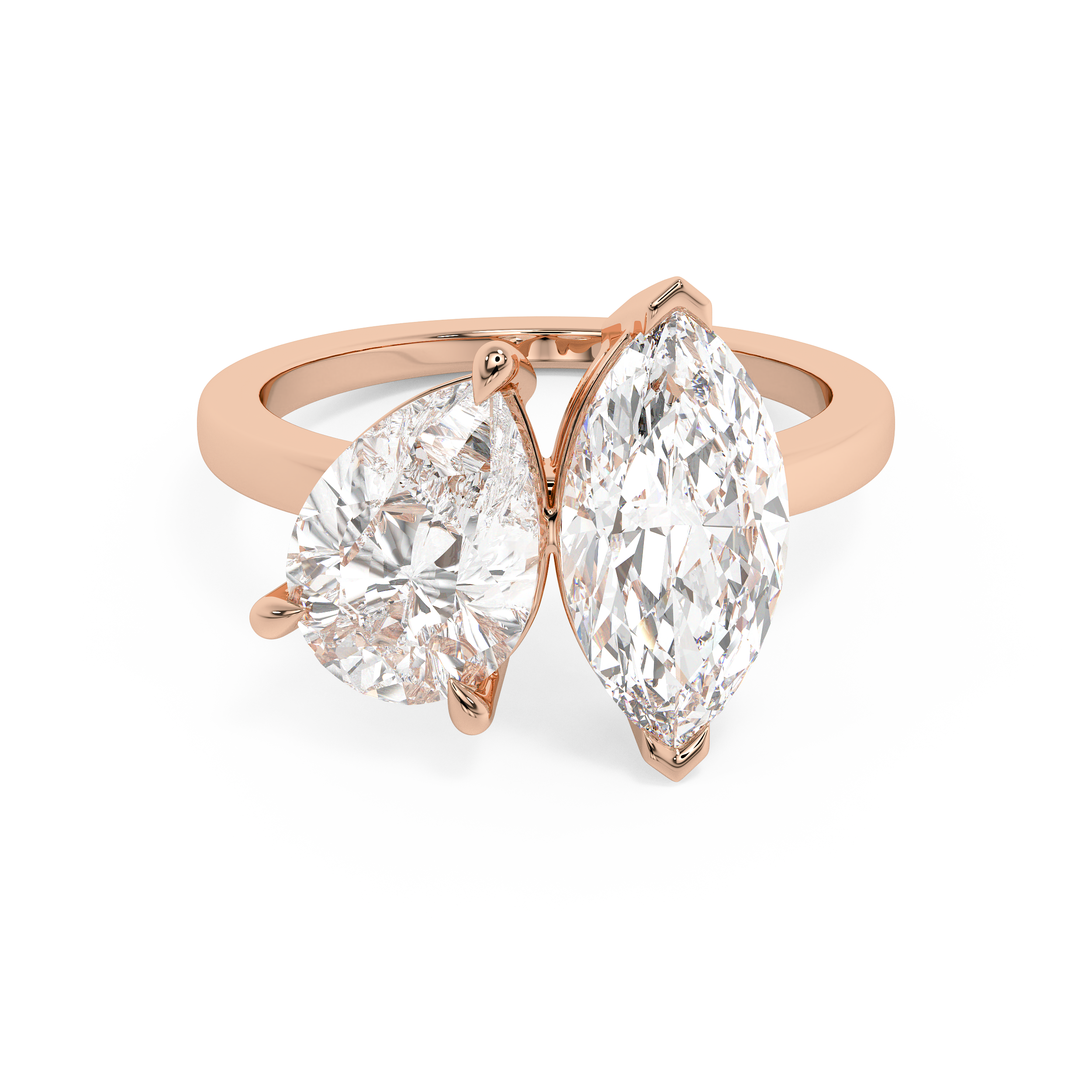 3.5 TCW Pear & Marquise Toi Et Moi Lab Grown Diamond Engagement Ring