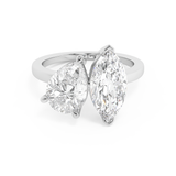 3.5 TCW Pear & Marquise Toi Et Moi Lab Grown Diamond Engagement Ring
