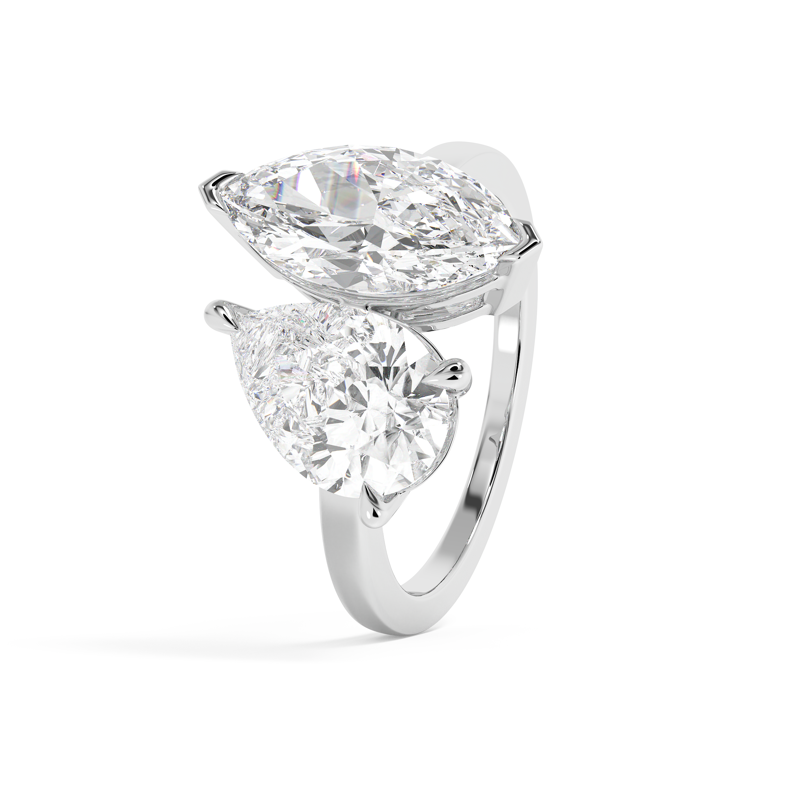 3.5 TCW Pear & Marquise Toi Et Moi Lab Grown Diamond Engagement Ring