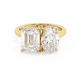 4.5 TCW Emerald & Oval Toi Et Moi Lab Grown Diamond Engagement Ring