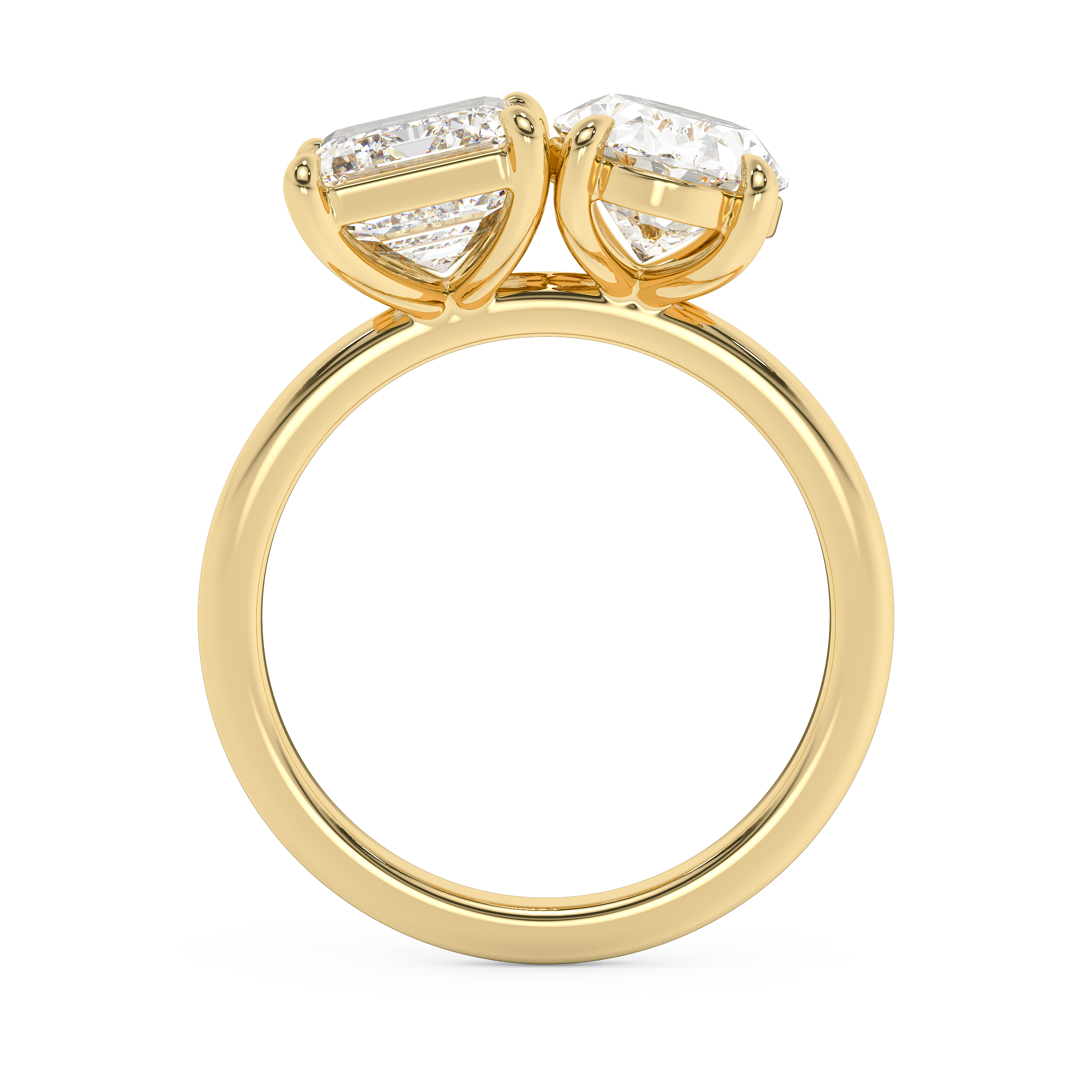 4.5 TCW Emerald & Oval Toi Et Moi Lab Grown Diamond Engagement Ring
