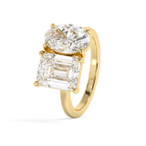 4.5 TCW Emerald & Oval Toi Et Moi Lab Grown Diamond Engagement Ring