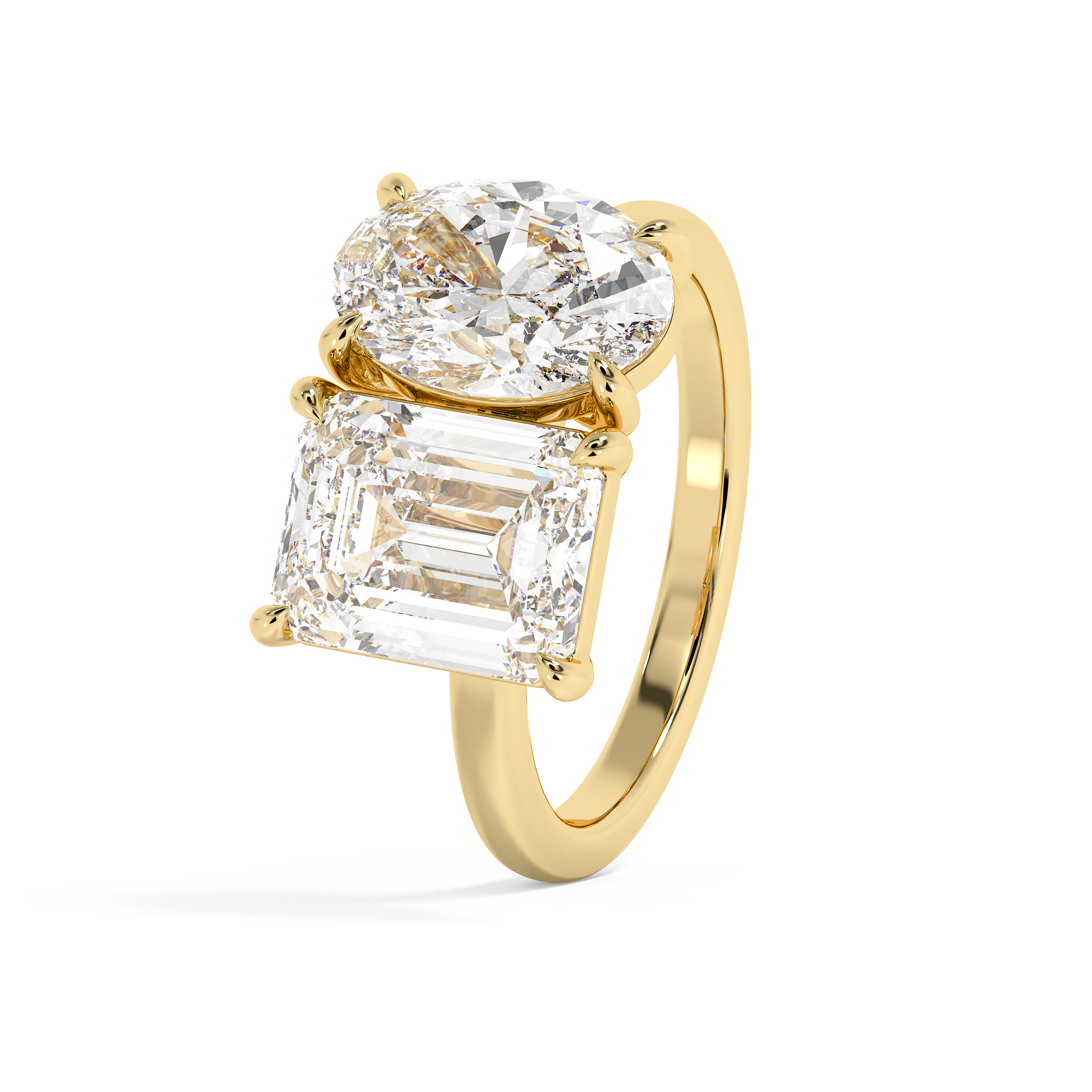4.5 TCW Emerald & Oval Toi Et Moi Lab Grown Diamond Engagement Ring